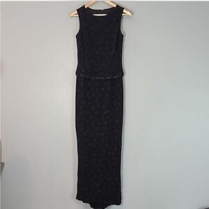 Scott / Jessica McClintock Black Sleeveless Sequined Maxi‎ Cocktail Dress